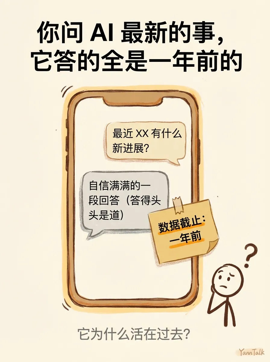 你问 AI 最新的事，它答的全是一年前的
